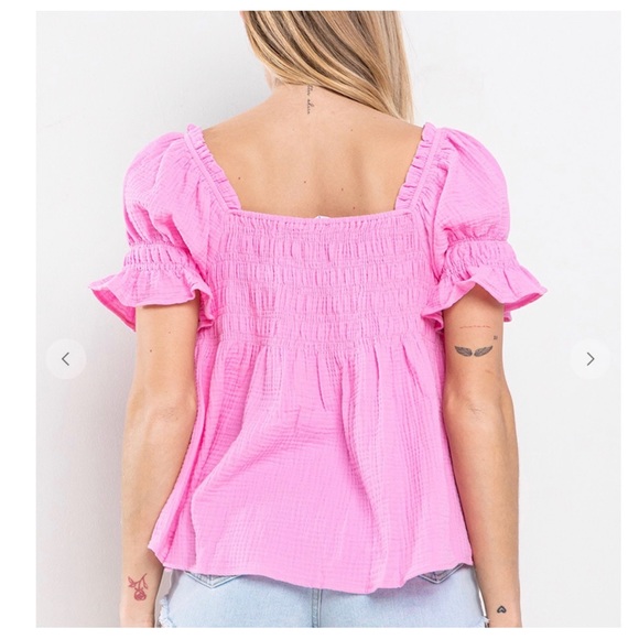 20 Boho - Short puff sleeve square neck top - Picture 3 of 4